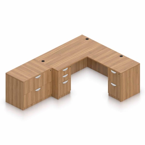 71" x 36" Desk Shell, Box/Box/File Pedestal, Reversible 48" x 24" Return, File/File Pedestal, and 2 Drawer Lateral File