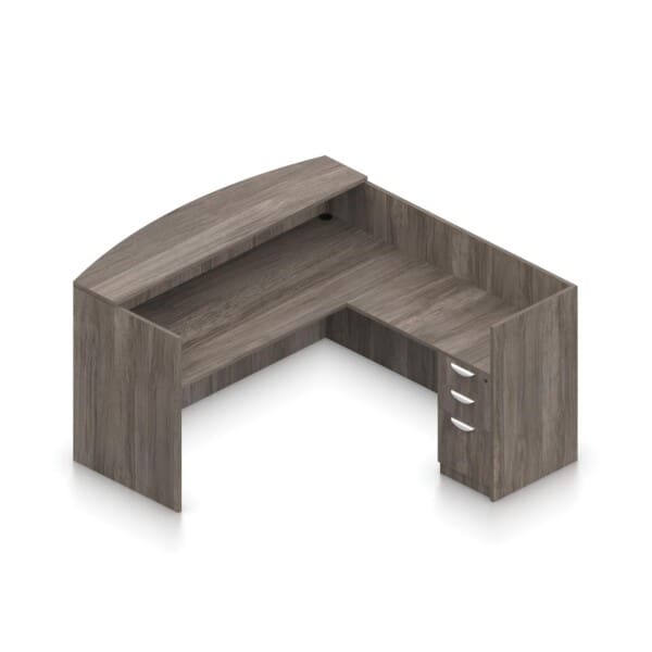 71" x 30" Reception Desk with Transaction Top, 42" x 24" Return, and Box/Box/File Pedestal