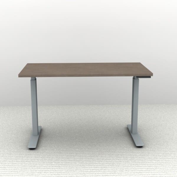 Height Adjustable Desk 48 x 24. Shown in a Silver Frame and an Artisan Grey Top