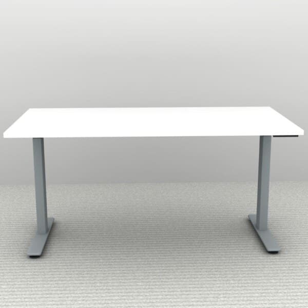 Height Adjustable Desk 60 x 30. Shown in a Silver Frame and a White Top