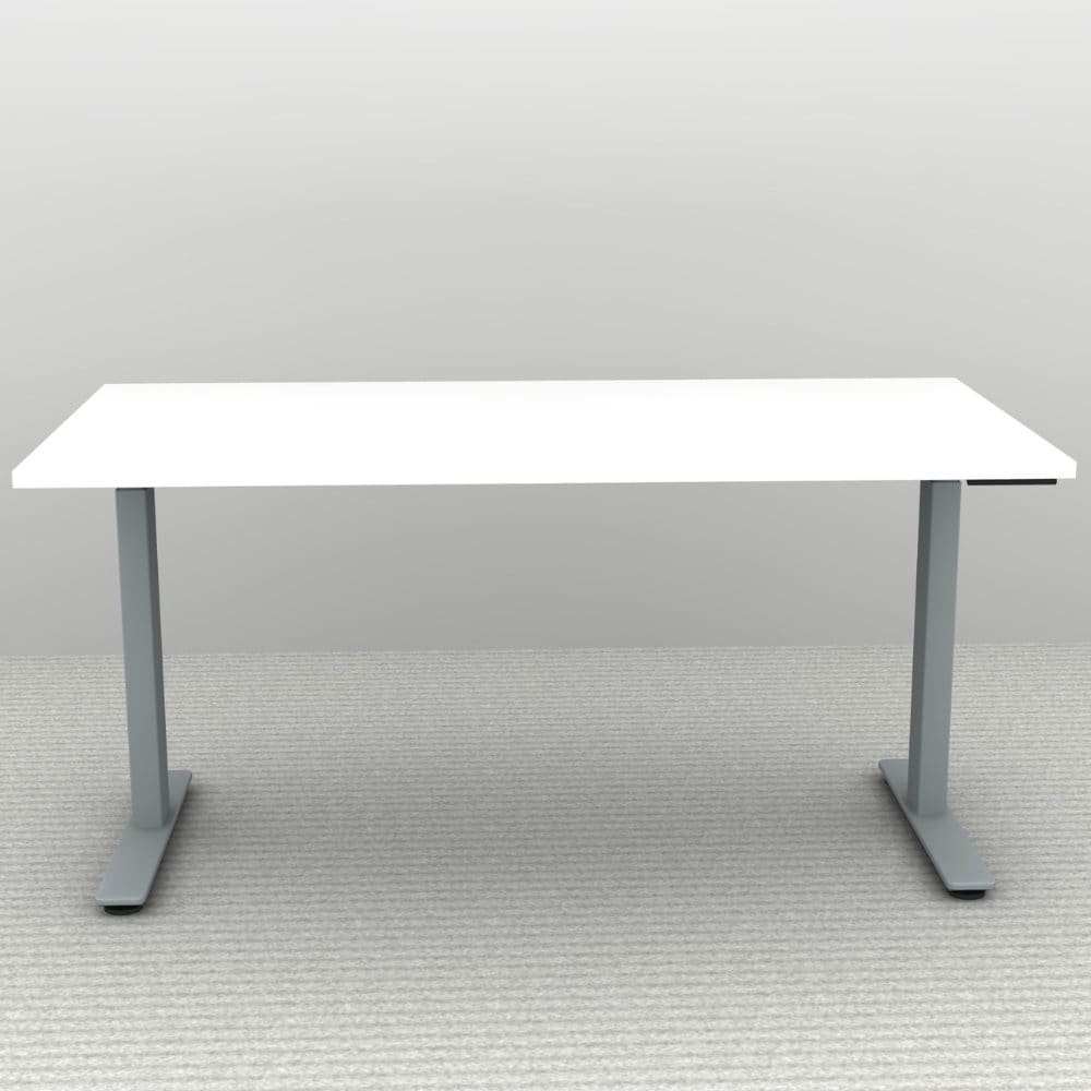 Height Adjustable Desk 60 x 30. Shown in a Silver Frame and a White Top