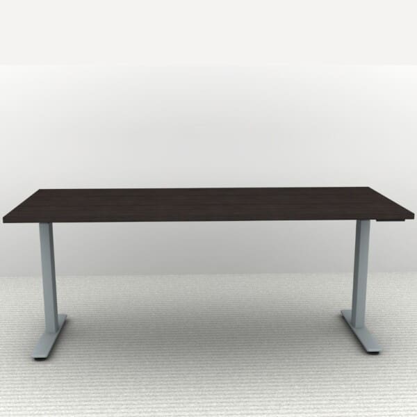 Height Adjustable Desk 71 x 30. Shown in a Silver Frame and an Espresso Top
