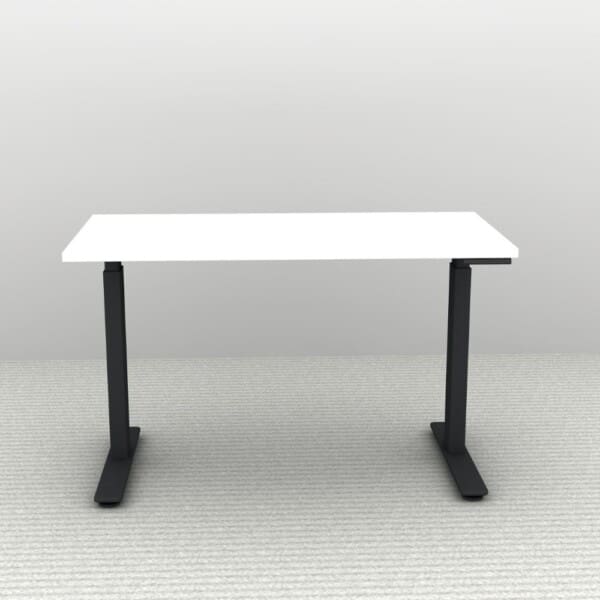 48" x 24" Height Adjustable Desk shown in black frame with a white top