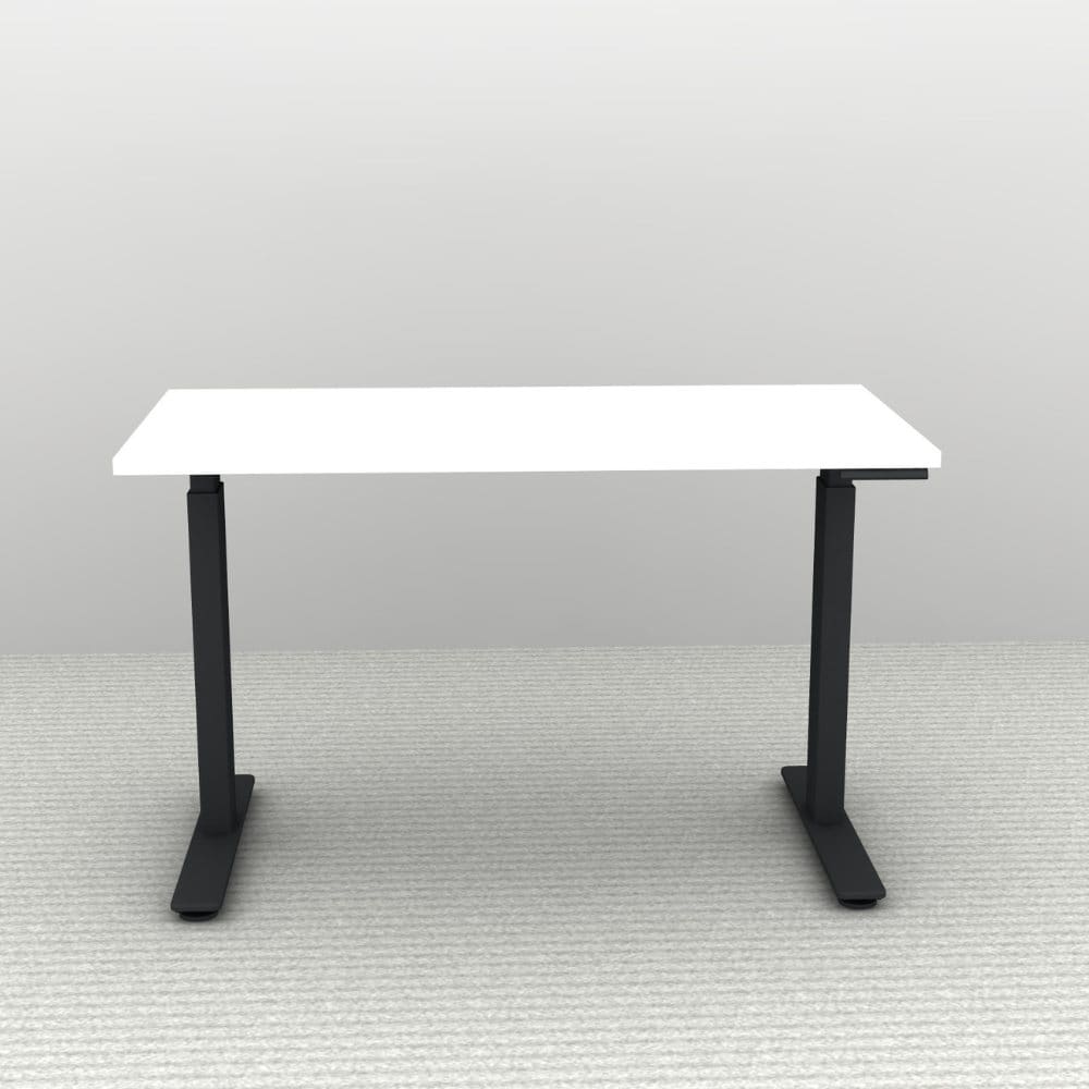 48" x 24" Height Adjustable Desk shown in black frame with a white top