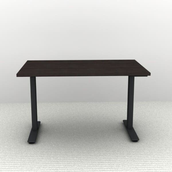 48" x 30" Height Adjustable Desk with a Black Frame and an Espresso Top