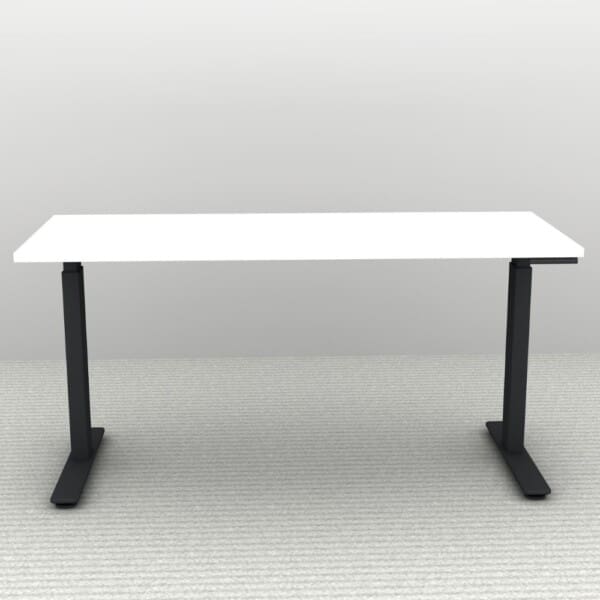 60" x 24" Height Adjustable Desk in Black Frame with a White Top