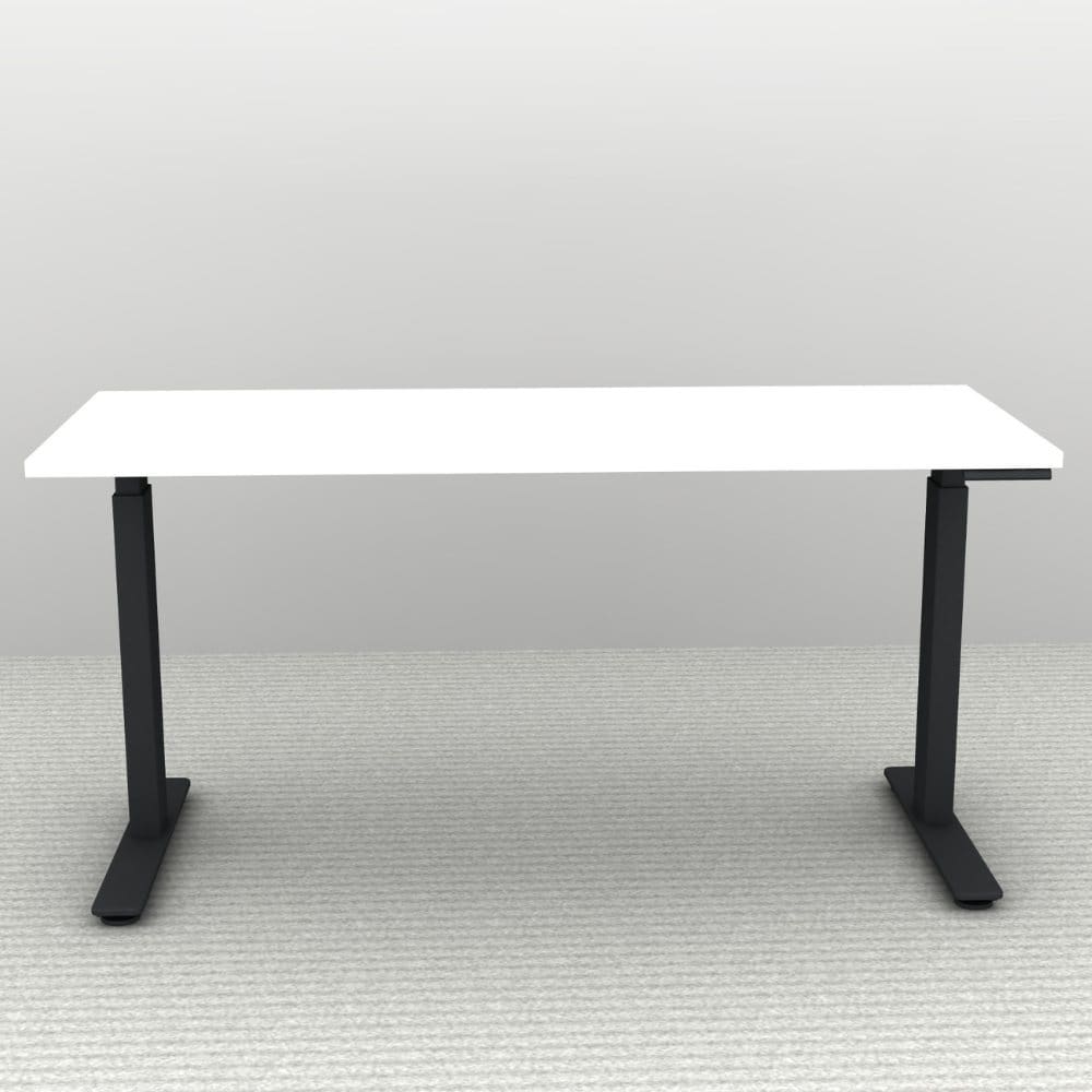 60" x 24" Height Adjustable Desk in Black Frame with a White Top
