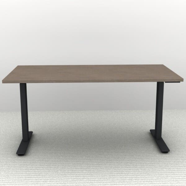 60" x 30" Height Adjustable Desk in a Black Frame and an Artisan Gray Top