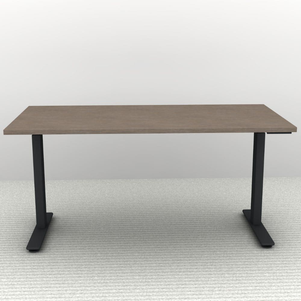 60" x 30" Height Adjustable Desk in a Black Frame and an Artisan Gray Top