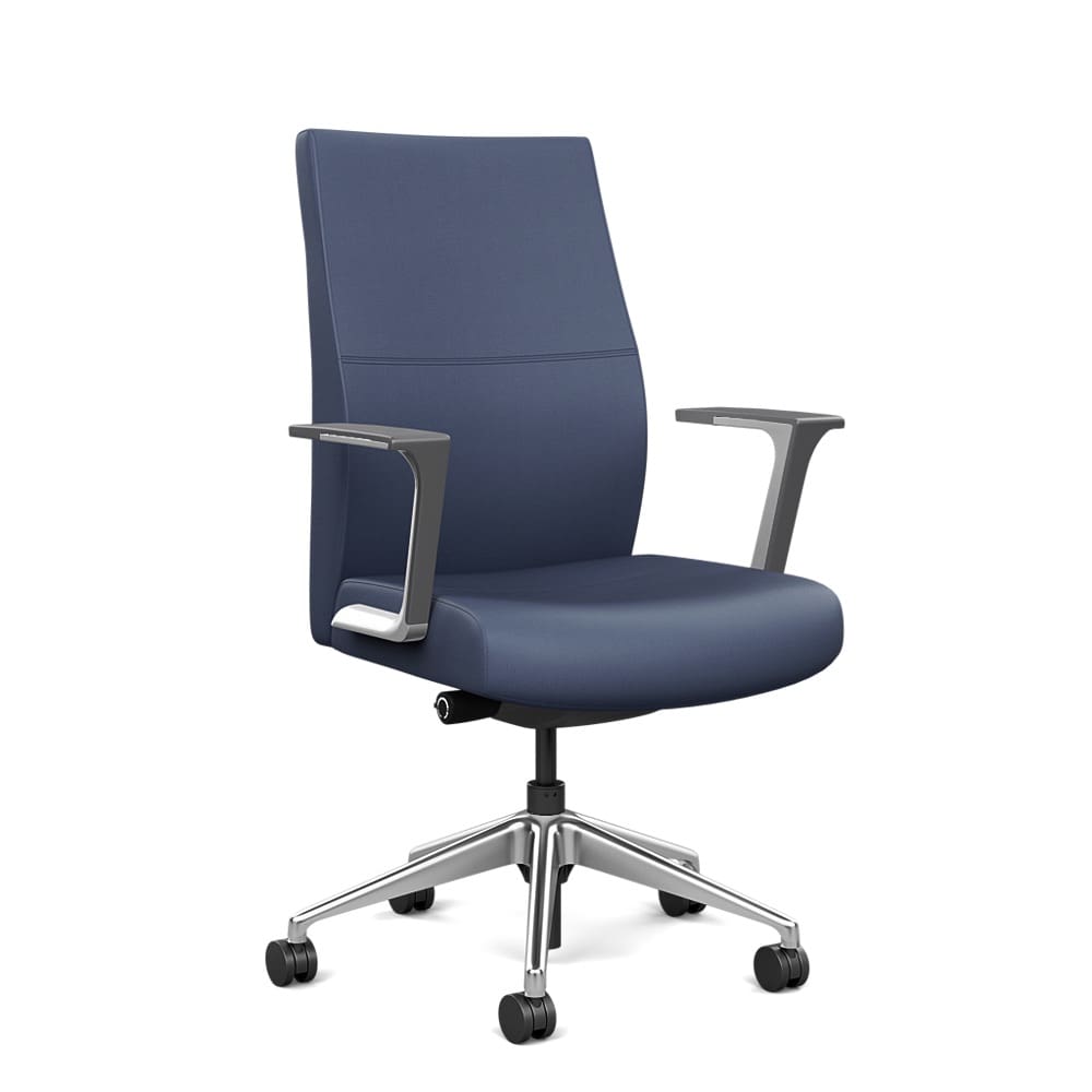 SitOnIt Seating Prava Midback chair shown in sapphire vinyl.