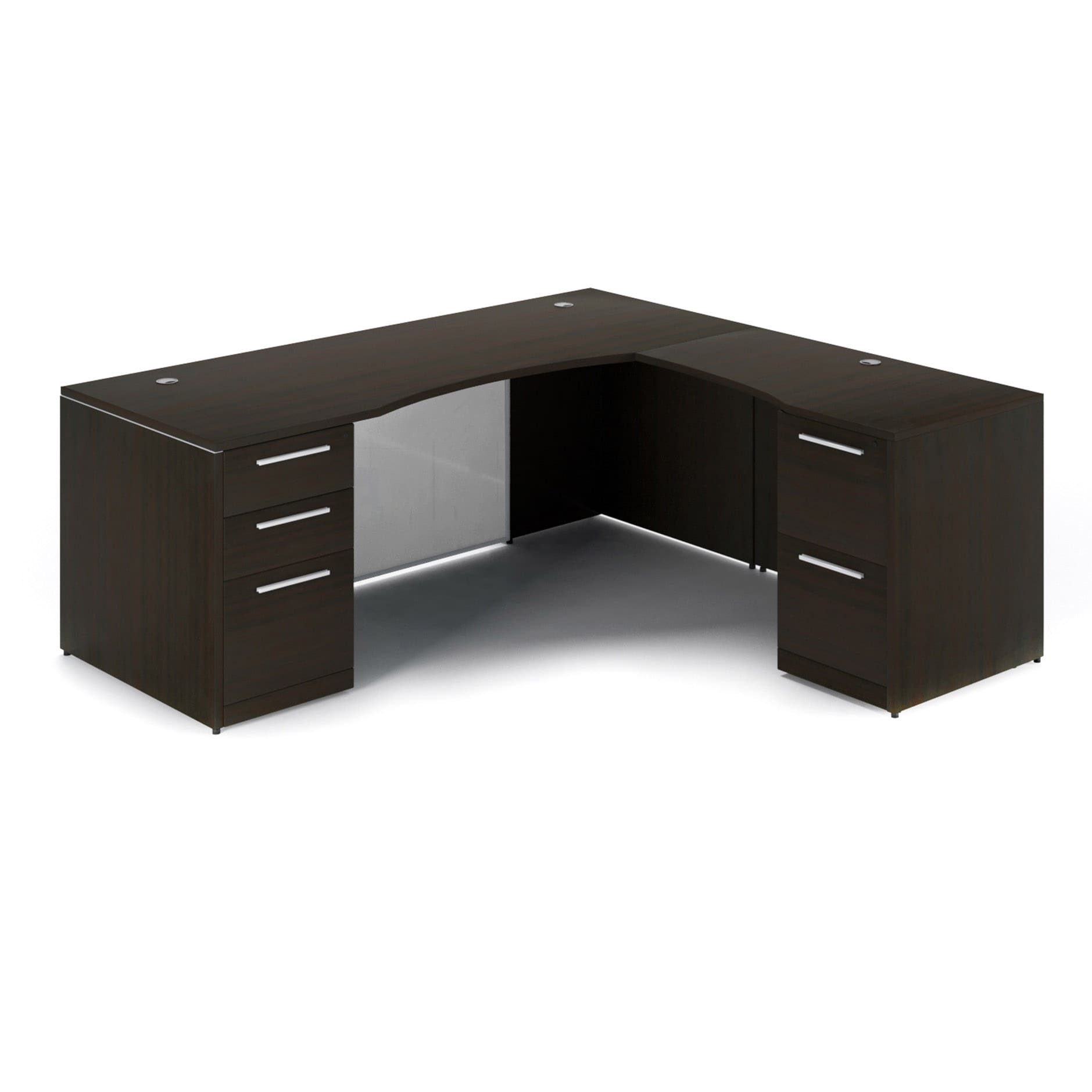 72" L-Shaped Bow front Desk with Glass Modesty Panel - Image 4