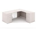 72" L-Shaped Bow front Desk with Glass Modesty Panel - Thumbnail Image 3