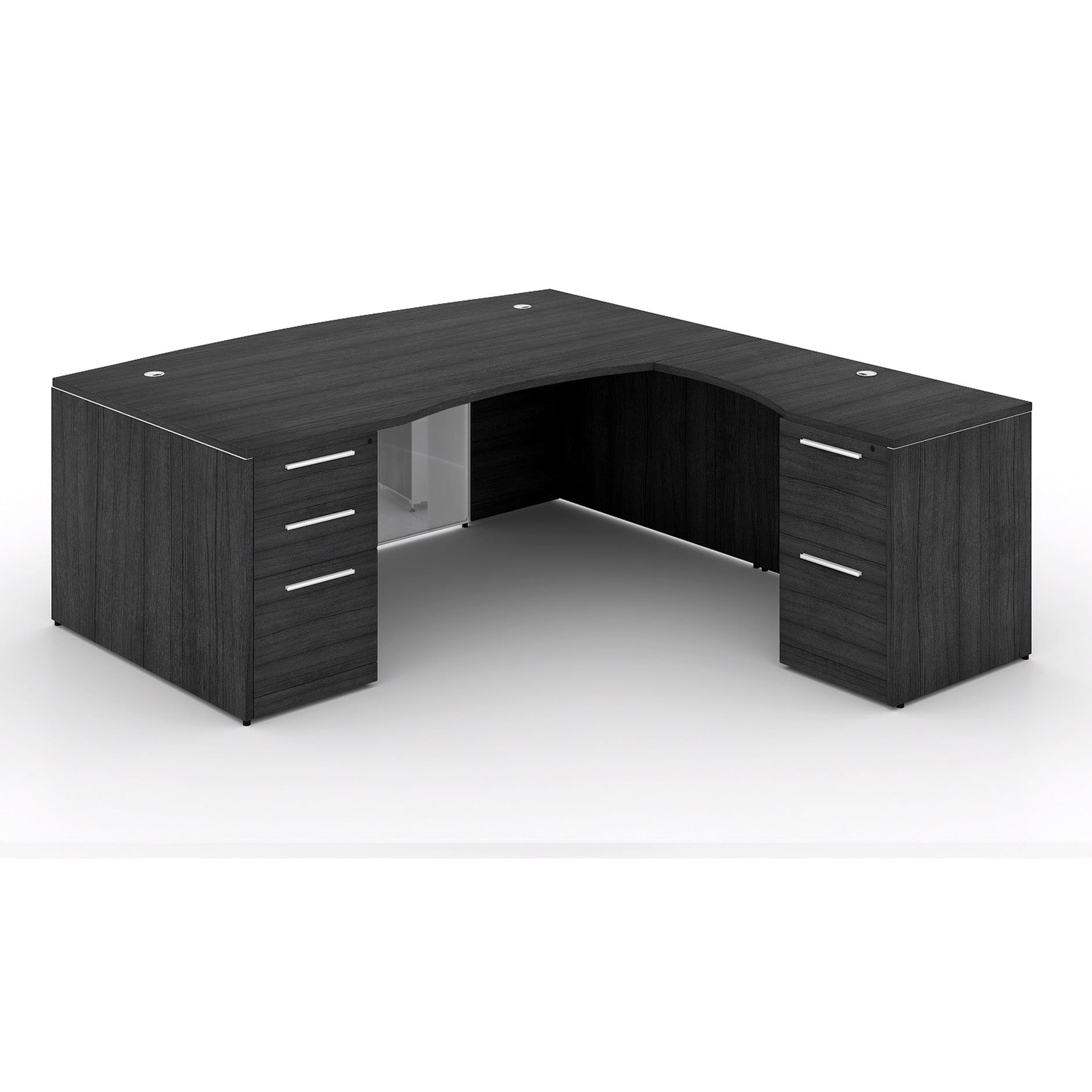 72" L-Shaped Bow front Desk with Glass Modesty Panel - Image 5