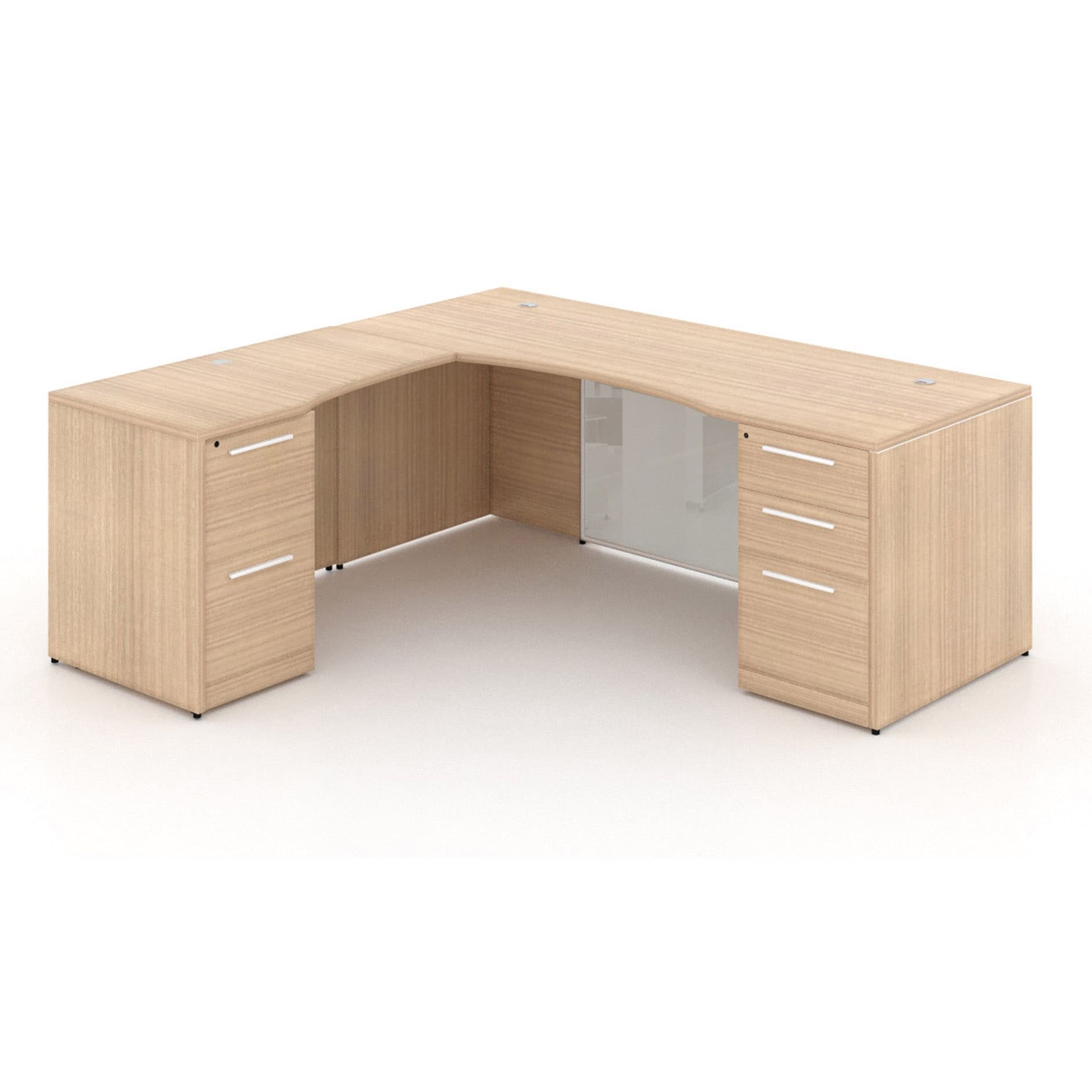 72" L-Shaped Bow front Desk with Glass Modesty Panel - Image 14
