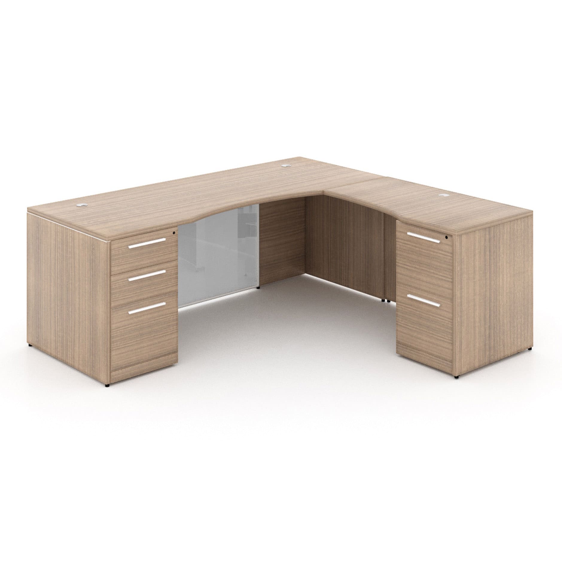 72" L-Shaped Bow front Desk with Glass Modesty Panel - Image 2