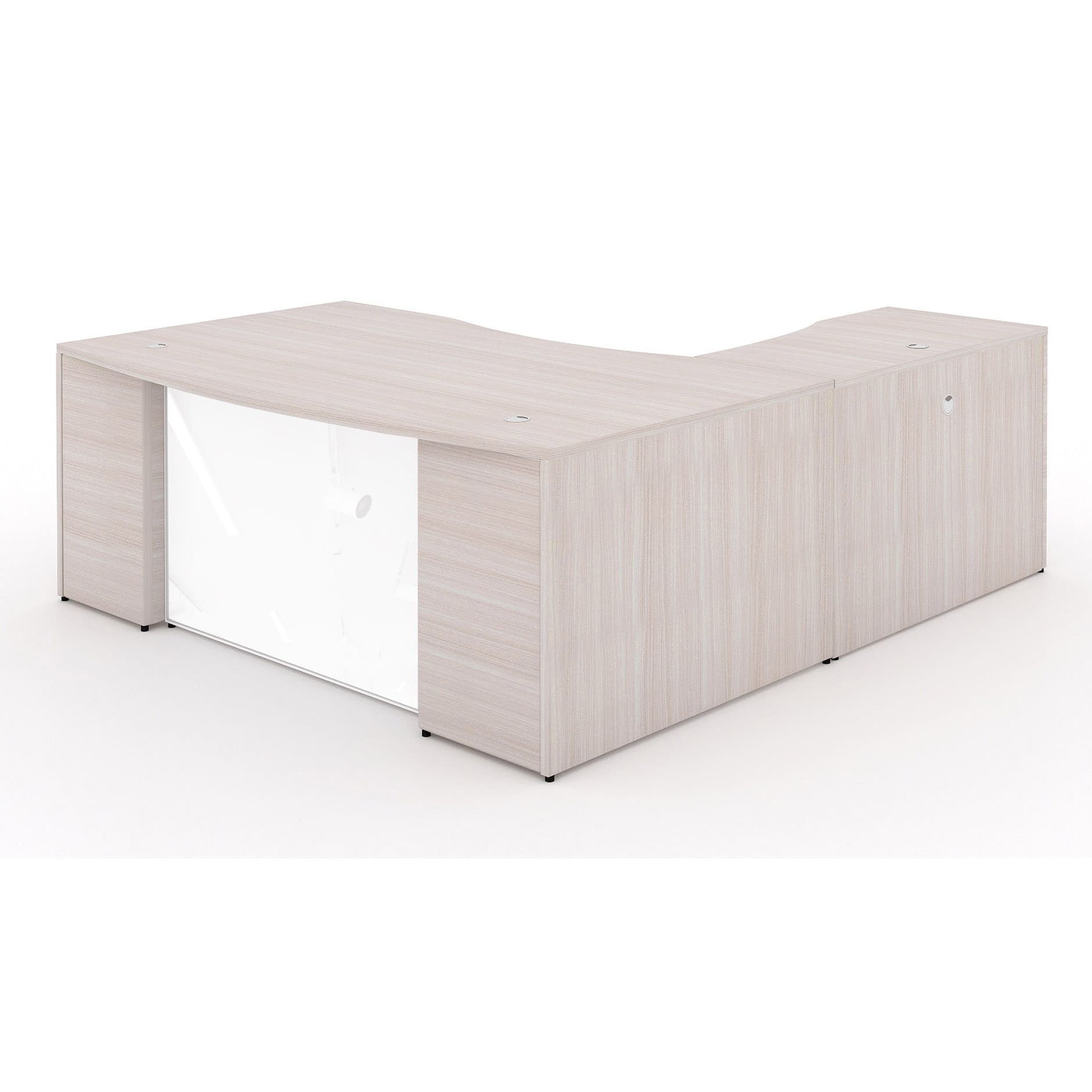 72" L-Shaped Bow front Desk with Glass Modesty Panel - Image 16