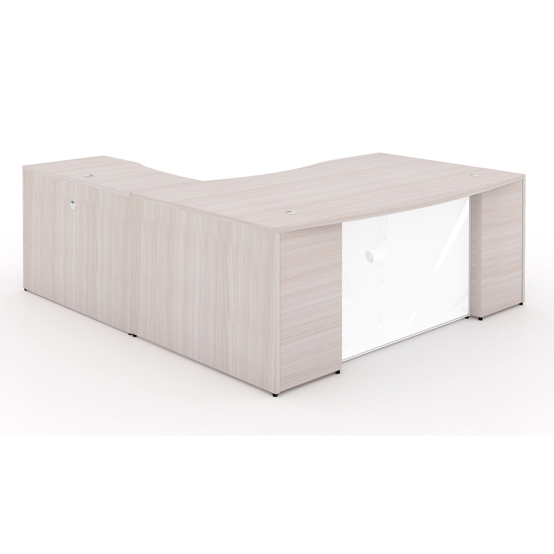 72" L-Shaped Bow front Desk with Glass Modesty Panel - Image 10