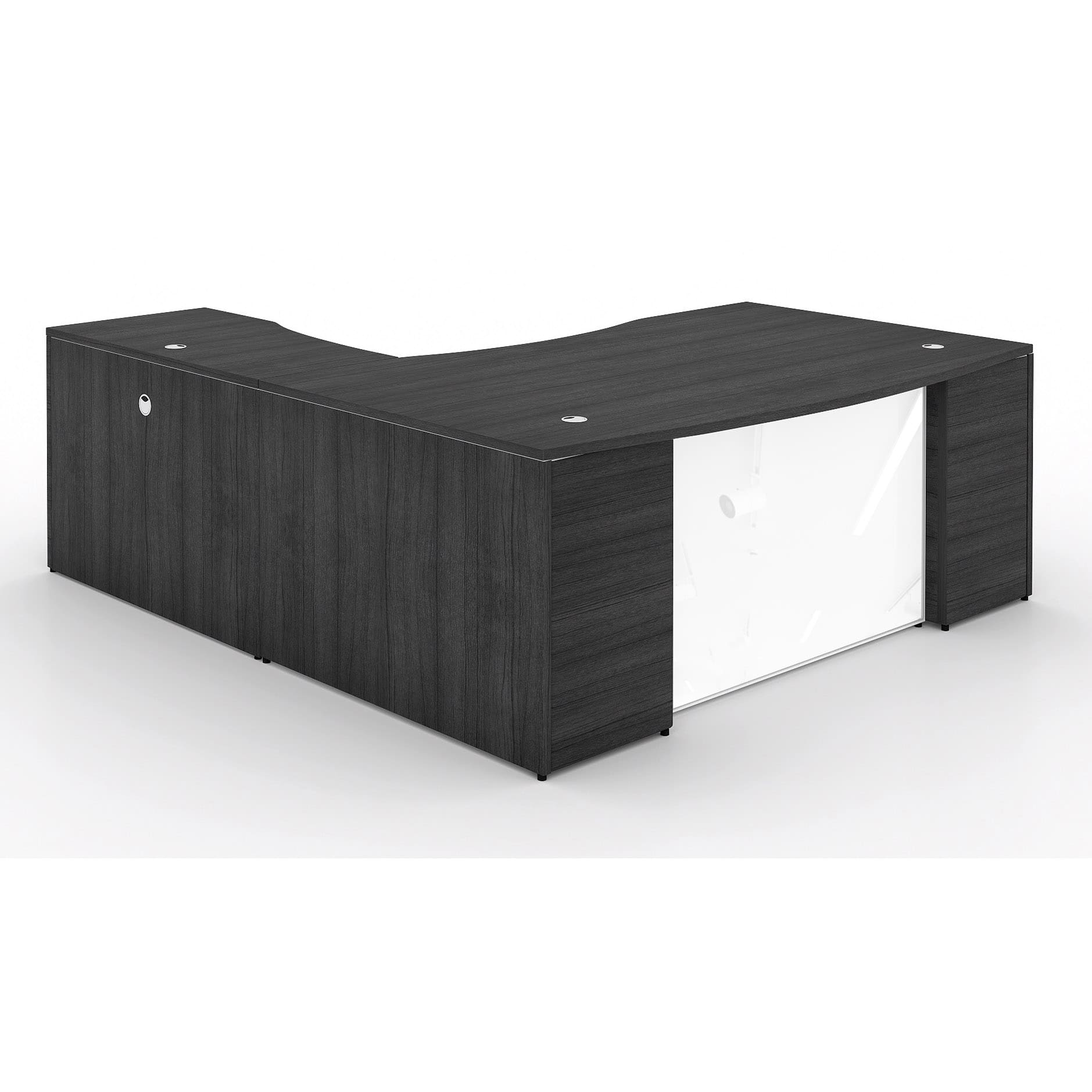 72" L-Shaped Bow front Desk with Glass Modesty Panel - Image 8
