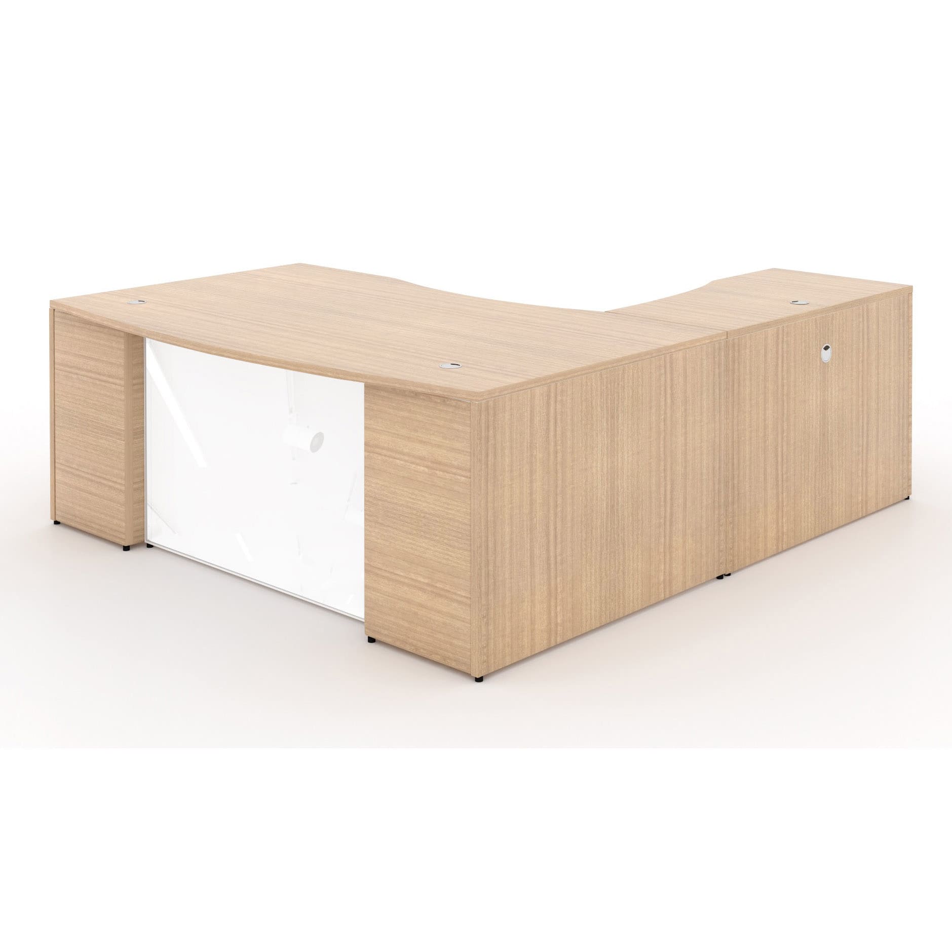 72" L-Shaped Bow front Desk with Glass Modesty Panel - Image 19