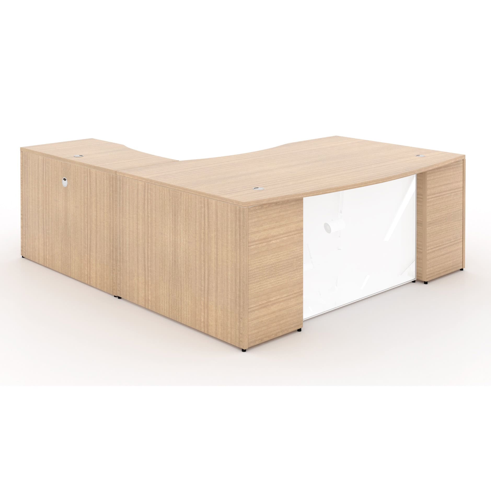 72" L-Shaped Bow front Desk with Glass Modesty Panel - Image 7