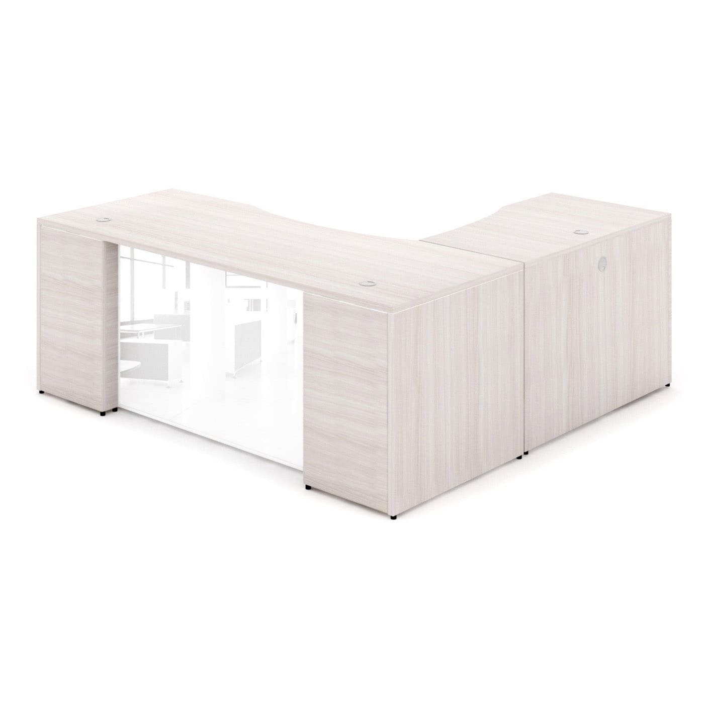 66" L-Shaped Rectangular Desk with Glass Modesty Panel - Image 18
