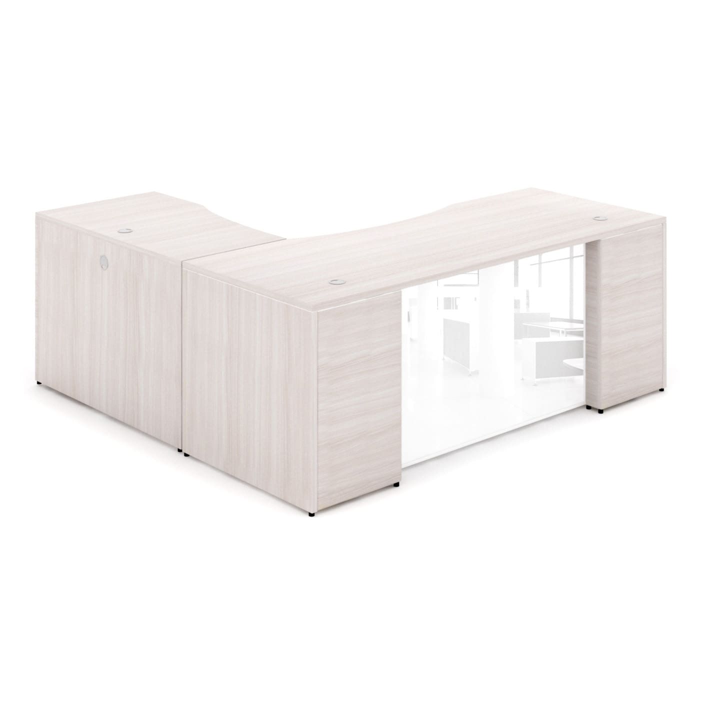 66" L-Shaped Rectangular Desk with Glass Modesty Panel - Image 7