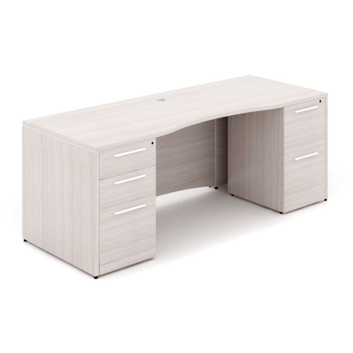 66″ x 30″ Desk with Curved Modesty and Top and Double Full Pedestals - Image 2