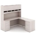 72"W Desk with File/File Pedestal, Overhead Hutch with Laminate Doors, and 42" Angled Return with Box/Box/File Pedestal - Thumbnail Image 2