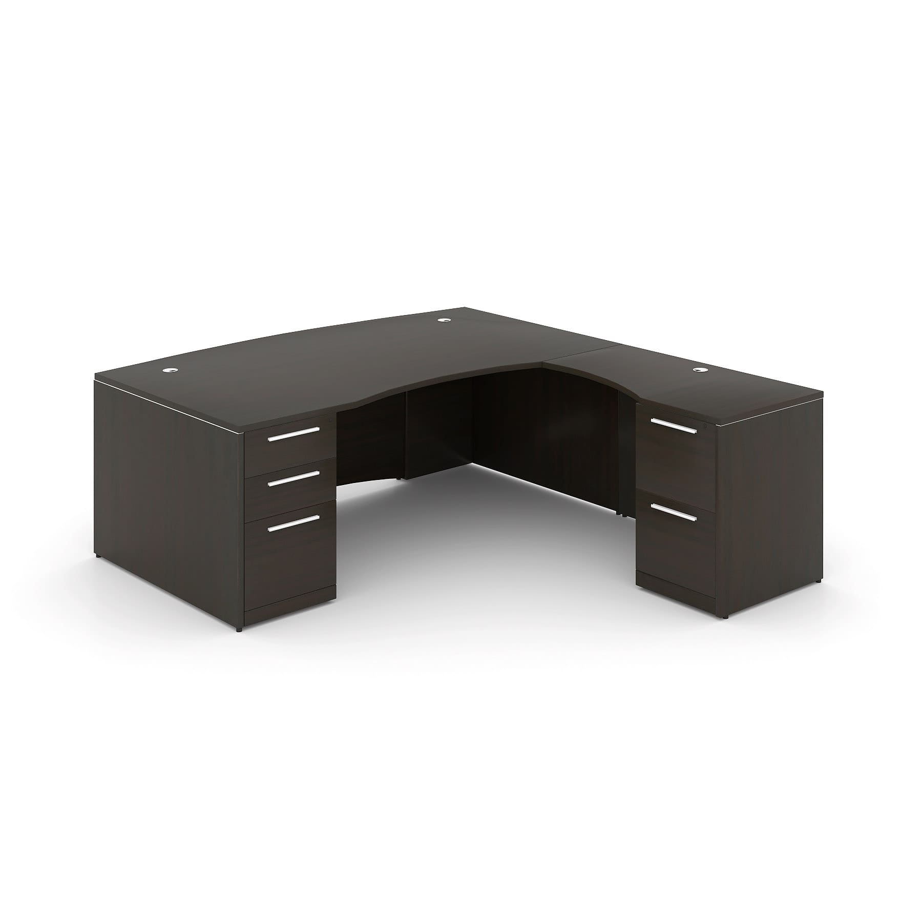 72" L-Shaped Bow Front Desk with Curved Laminated Modesty Panel - Image 4