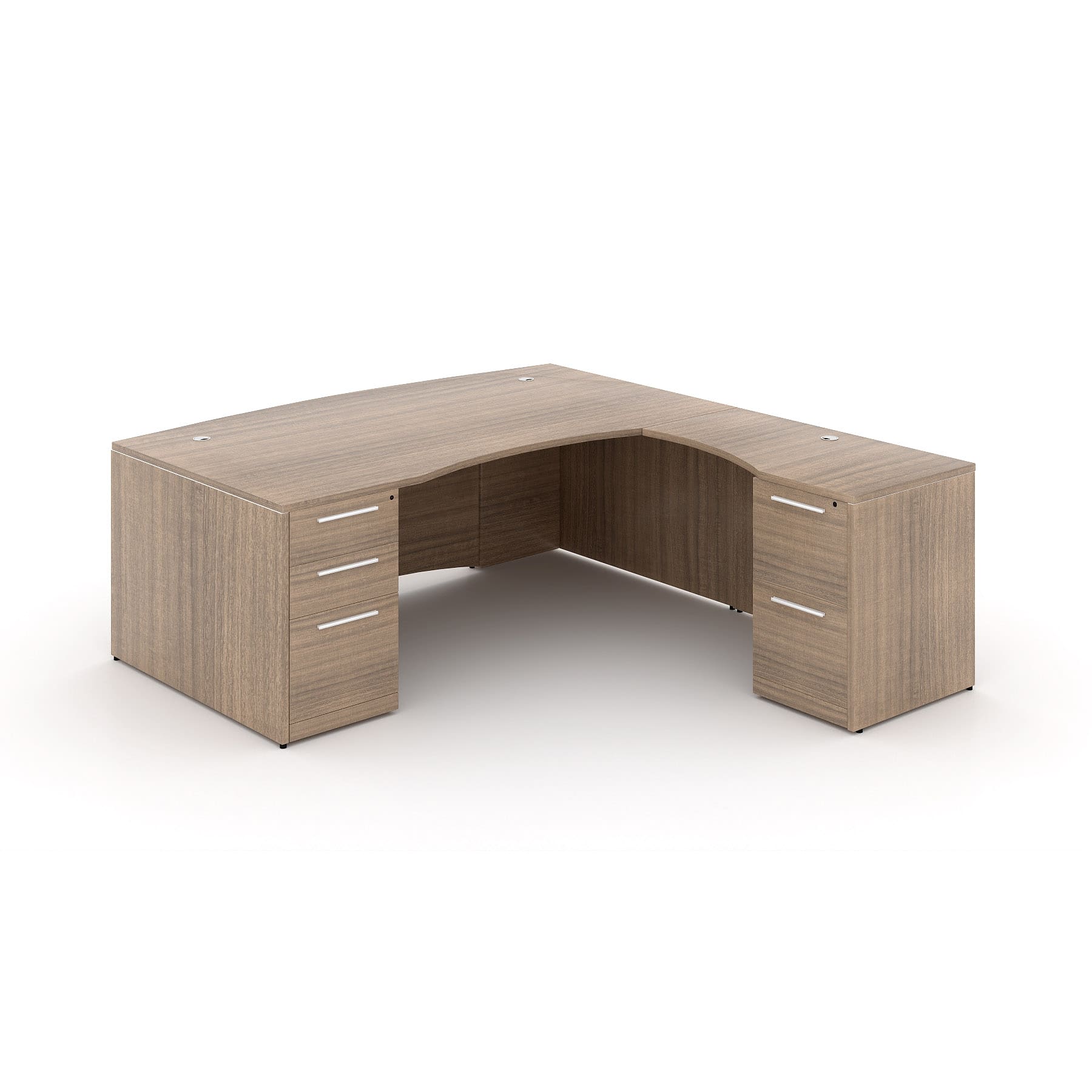 72" L-Shaped Bow Front Desk with Curved Laminated Modesty Panel - Image 1