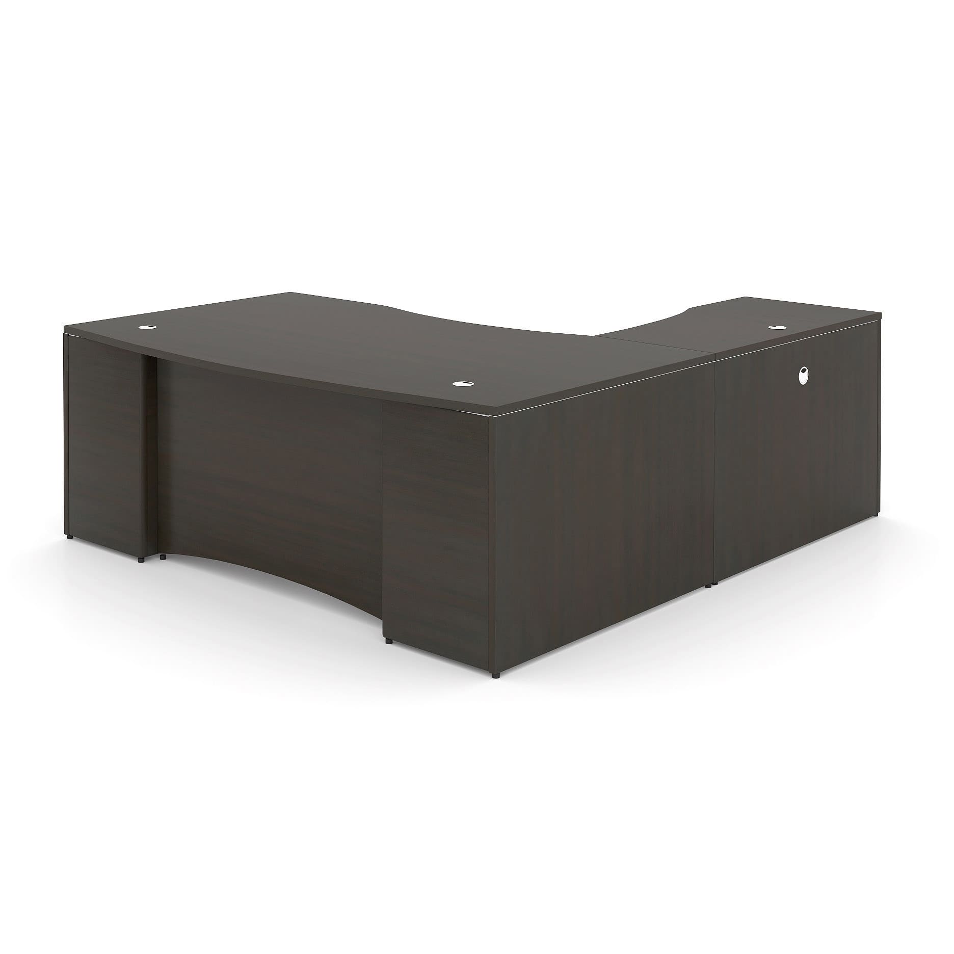 72" L-Shaped Bow Front Desk with Curved Laminated Modesty Panel - Image 17