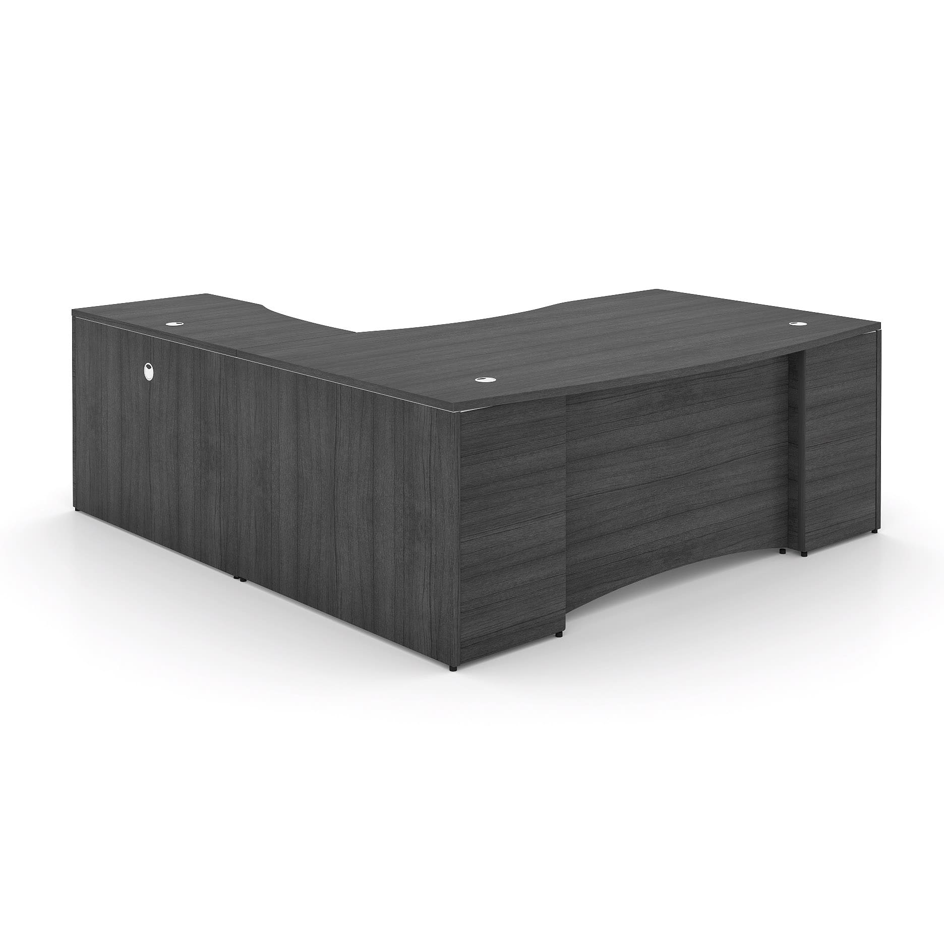 72" L-Shaped Bow Front Desk with Curved Laminated Modesty Panel - Image 13