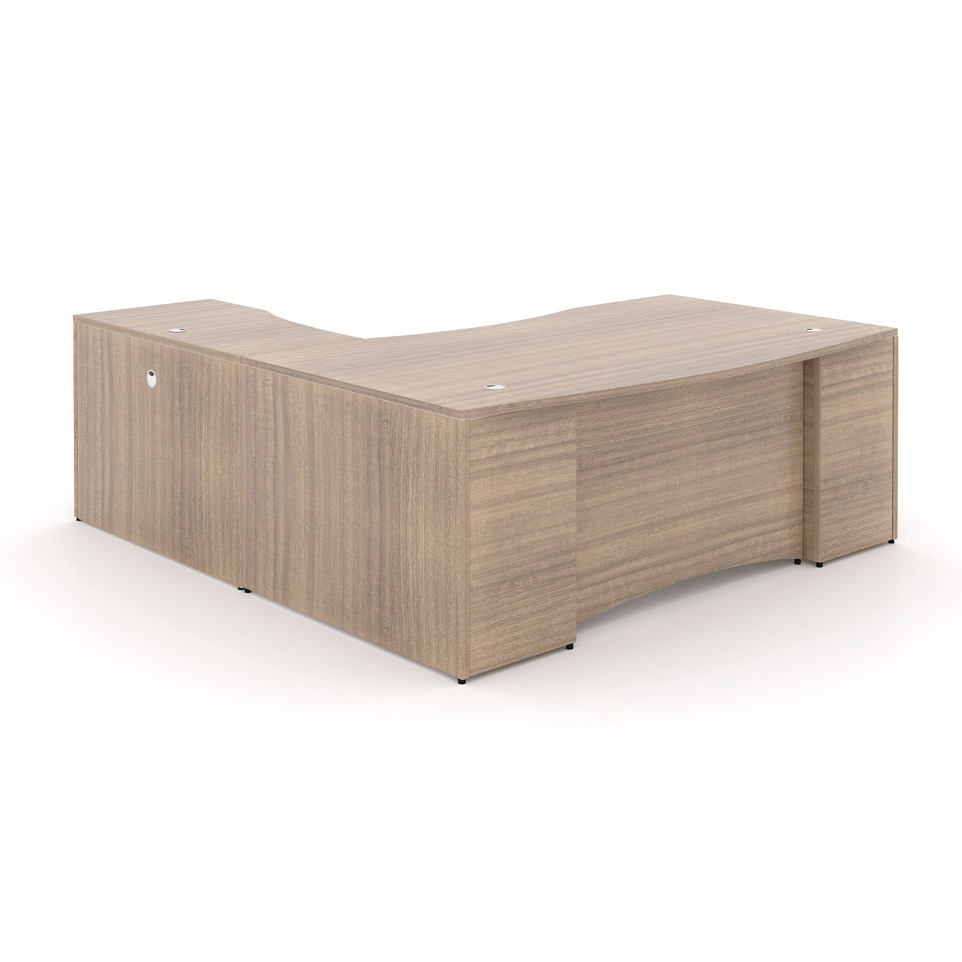 72" L-Shaped Bow Front Desk with Curved Laminated Modesty Panel - Image 15