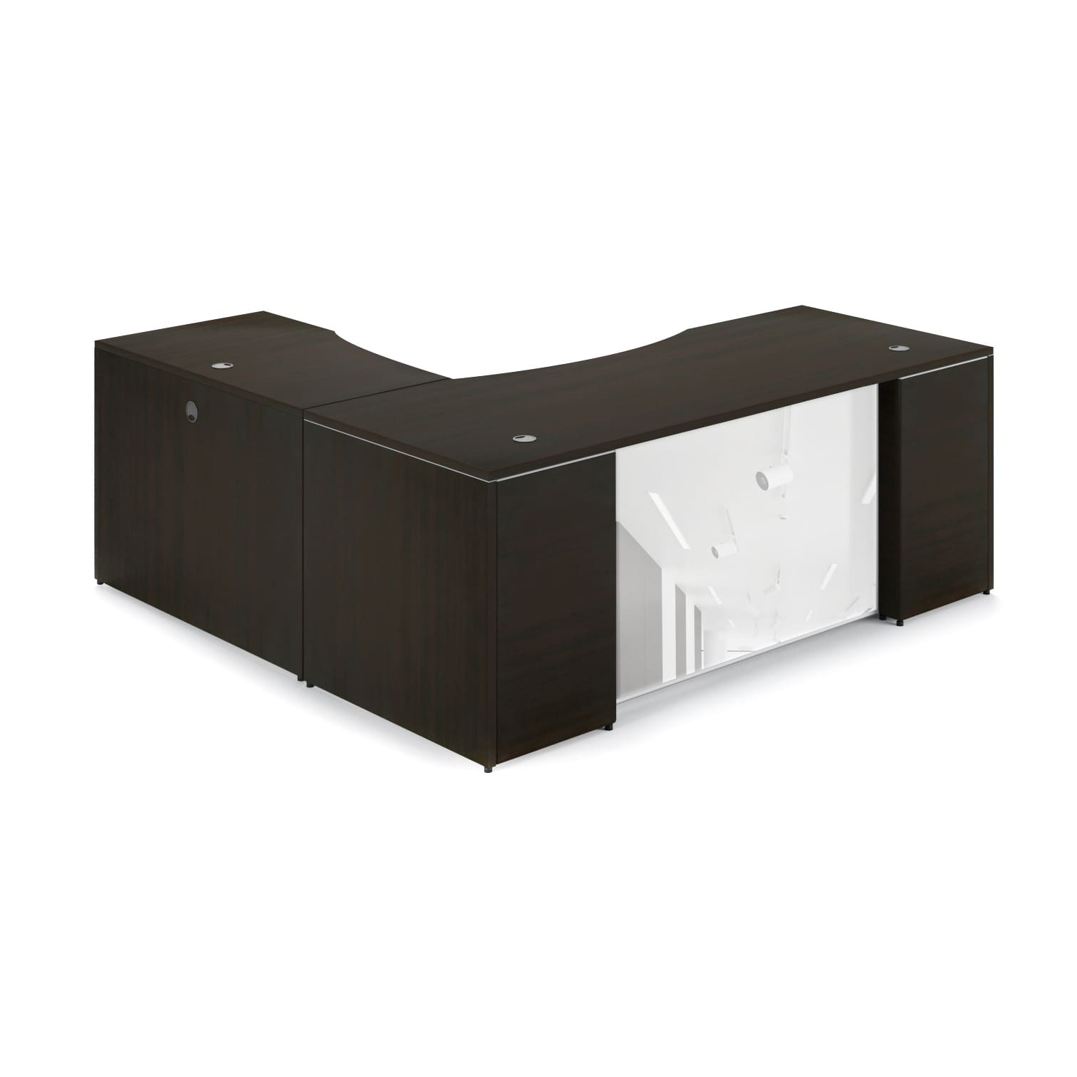 66" L-Shaped Rectangular Desk with Glass Modesty Panel - Image 6