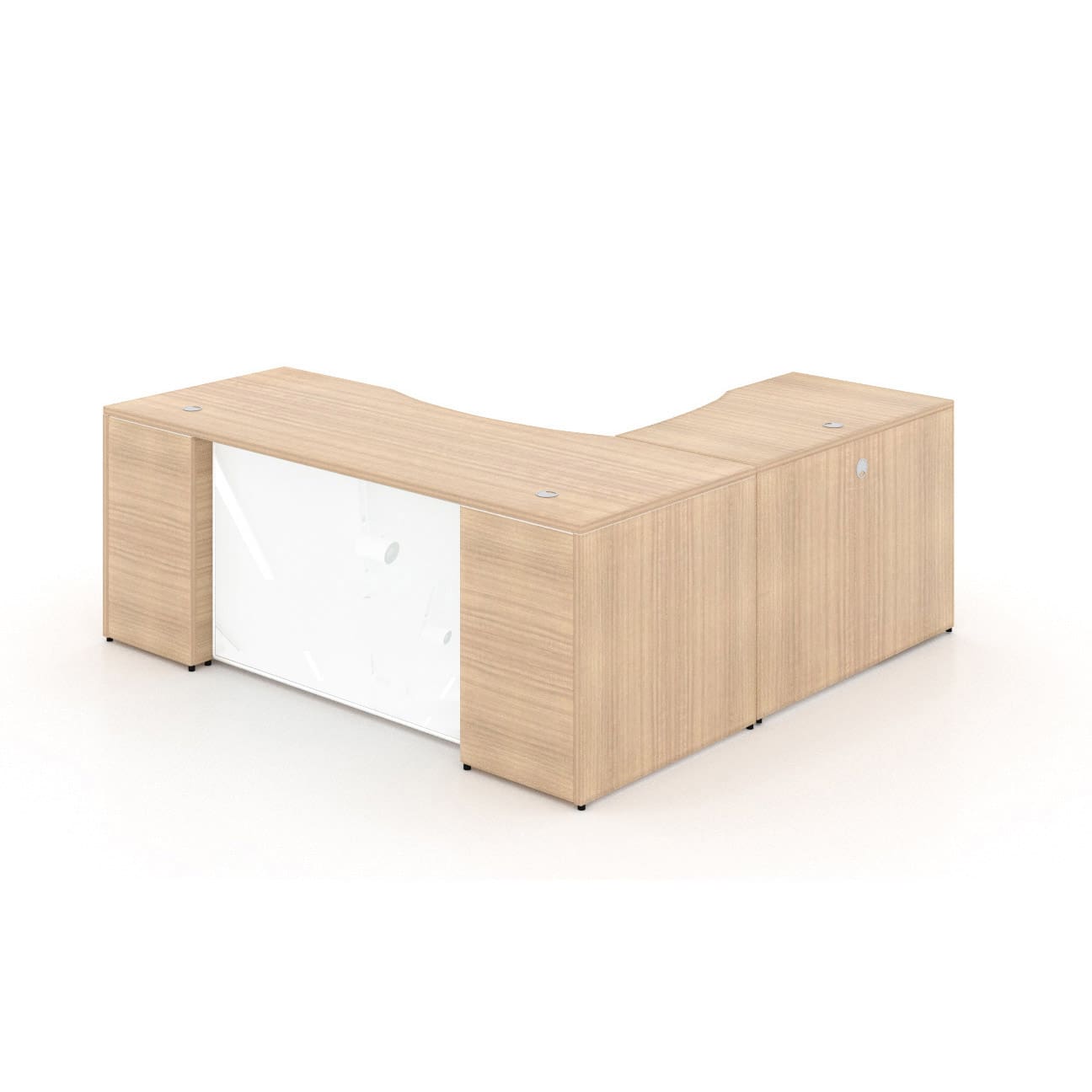 66" L-Shaped Rectangular Desk with Glass Modesty Panel - Image 15
