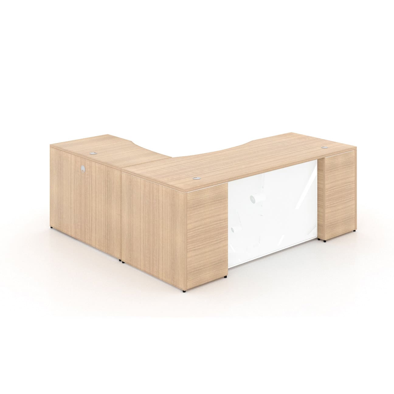 66" L-Shaped Rectangular Desk with Glass Modesty Panel - Image 8