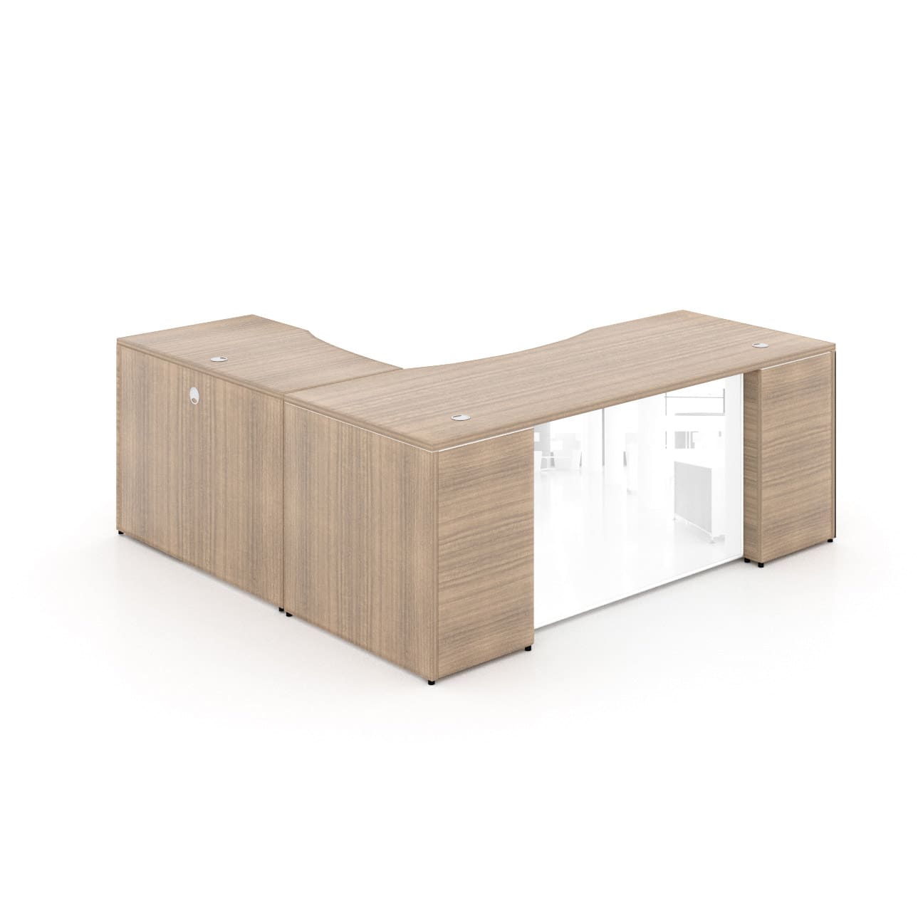 66" L-Shaped Rectangular Desk with Glass Modesty Panel - Image 9