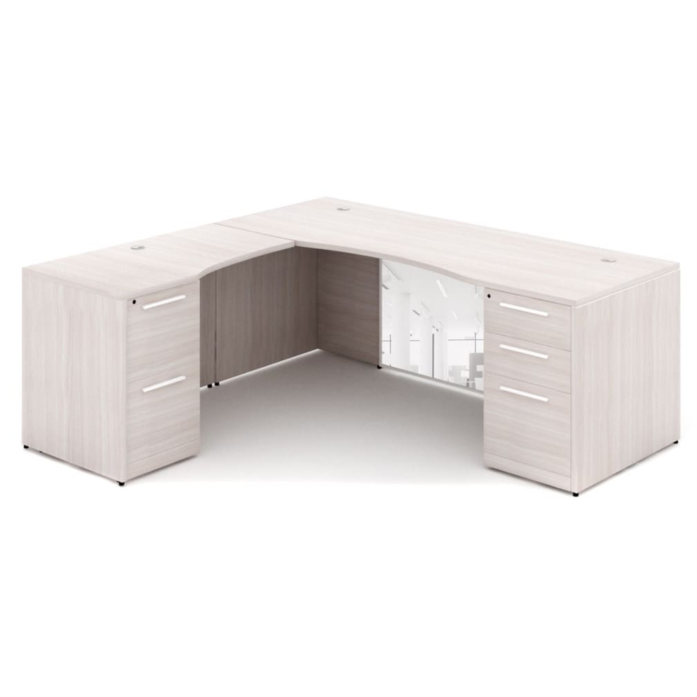 66" L-Shaped Rectangular Desk with Glass Modesty Panel - Image 13