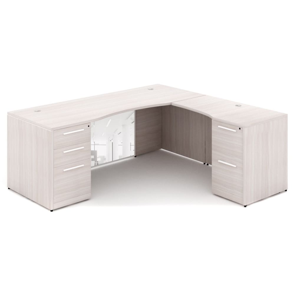 66" L-Shaped Rectangular Desk with Glass Modesty Panel - Image 3