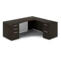 66" L-Shaped Rectangular Desk with Glass Modesty Panel - Thumbnail Image 2