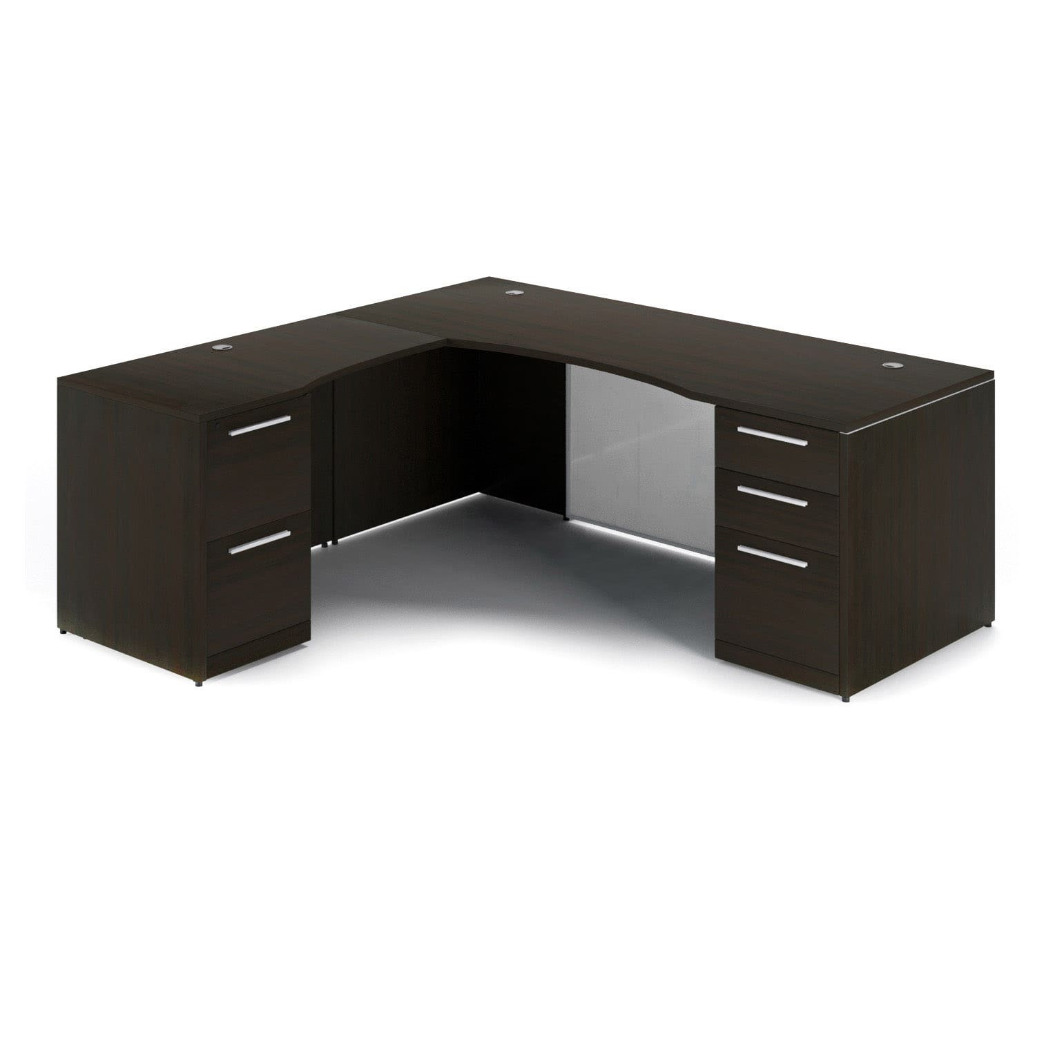 66" L-Shaped Rectangular Desk with Glass Modesty Panel - Image 10