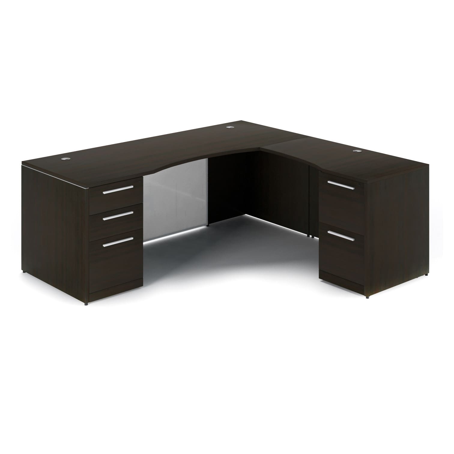 66" L-Shaped Rectangular Desk with Glass Modesty Panel - Image 2