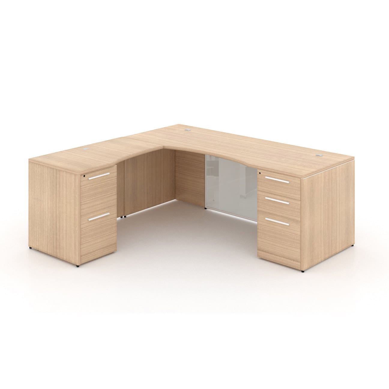 66" L-Shaped Rectangular Desk with Glass Modesty Panel - Image 12