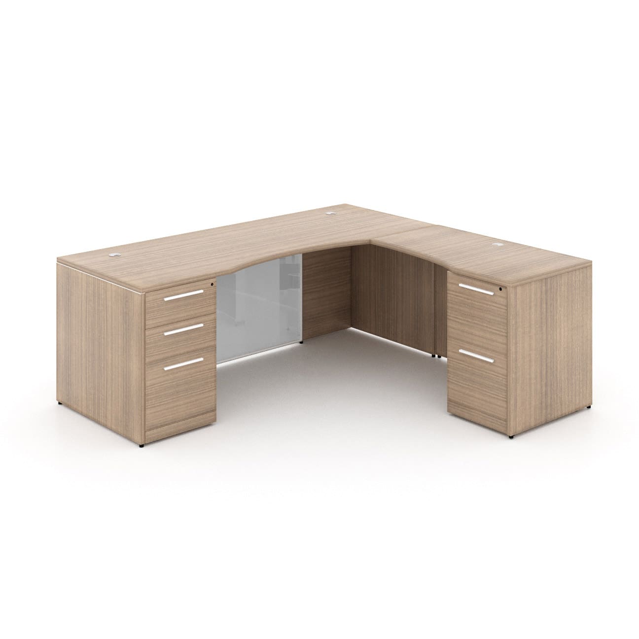 66" L-Shaped Rectangular Desk with Glass Modesty Panel - Image 4