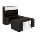 72"W Bow Front Desk with Box/Box/File Pedestal, 42" Curved Bridge, 72"W Credenza with File/File Pedestal, and 72" Overhead Hutch with Glass Doors - Thumbnail Image 9