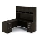 72"W Desk with File/File Pedestal, Overhead Hutch with Laminate Doors, and 42" Angled Return with Box/Box/File Pedestal - Thumbnail Image 7
