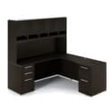 72"W Desk with File/File Pedestal, Overhead Hutch with Laminate Doors, and 42" Angled Return with Box/Box/File Pedestal - Thumbnail Image 3