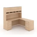 72"W Desk with File/File Pedestal, Overhead Hutch with Laminate Doors, and 42" Angled Return with Box/Box/File Pedestal - Thumbnail Image 4