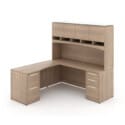 72"W Desk with File/File Pedestal, Overhead Hutch with Laminate Doors, and 42" Angled Return with Box/Box/File Pedestal - Thumbnail Image 10