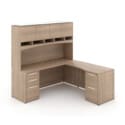 72"W Desk with File/File Pedestal, Overhead Hutch with Laminate Doors, and 42" Angled Return with Box/Box/File Pedestal - Thumbnail Image 5